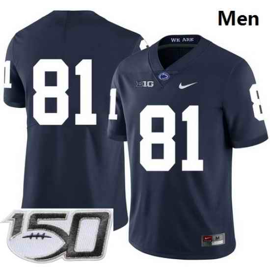 Men Penn State Nittany Lions 81 Jack Crawford Navy Nike College Football Stitched 150TH Patch Jersey